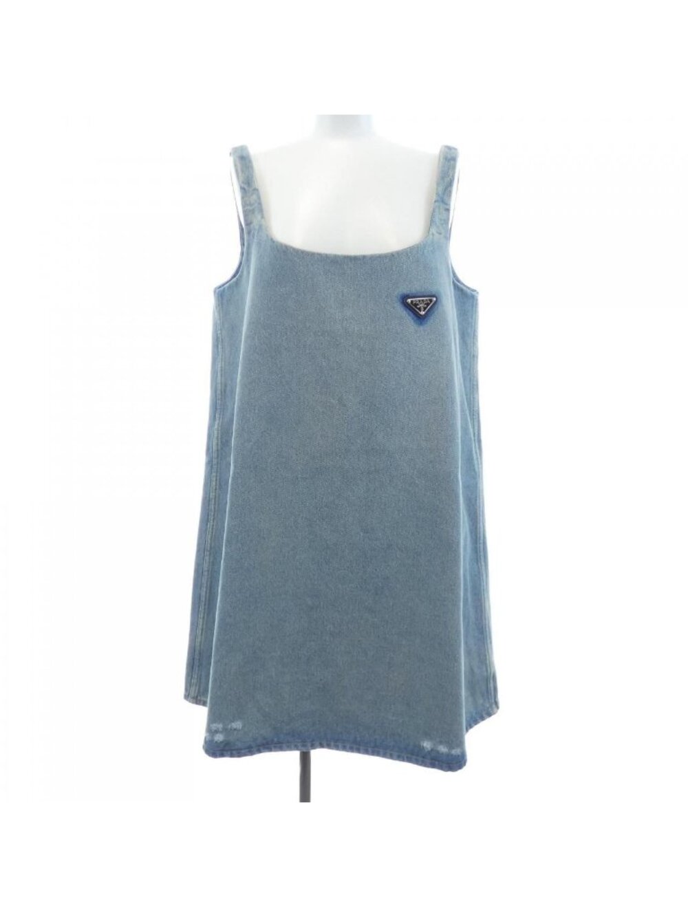 Prada Organic Denim Mini Dress Triangle Logo